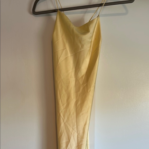 Chic Yellow Satin Dress - Picture 3 of 7